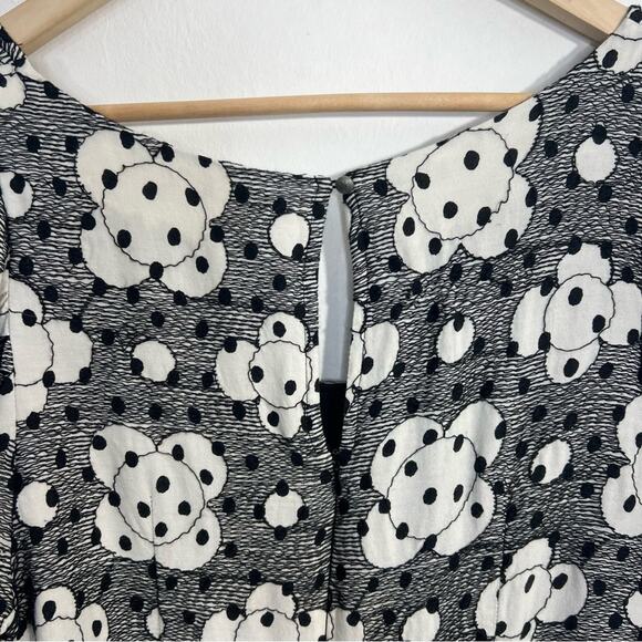 ANTHROPOLOGIE by Jane Black White Textured Floral Babydoll Dress Size 16 - Picture 9 of 16